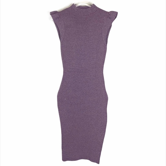 Wow Couture Purple Flutter Sleeve Bandage Dress Size S - Picture 1 of 8